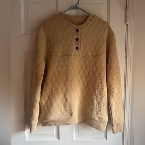 Pact Women's Tan Quilted Button Up Sweatshirt with Pockets